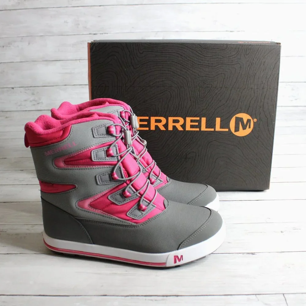 Merrell Girl's Waterproof Winter Snow Boots Size 6 M EUR 37 Pink Gray